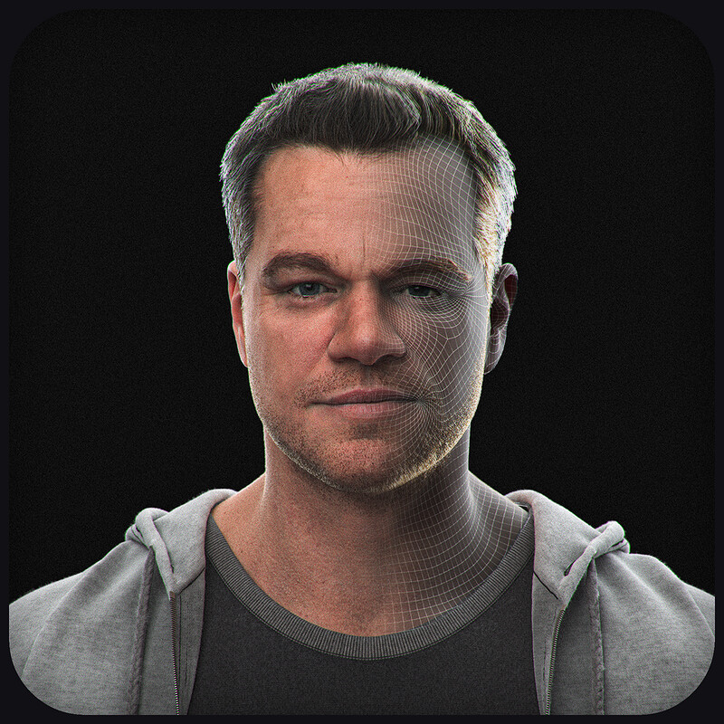 Matt Damon realistic likeness 3D model