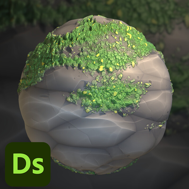 Stylized Rock with Moss 
