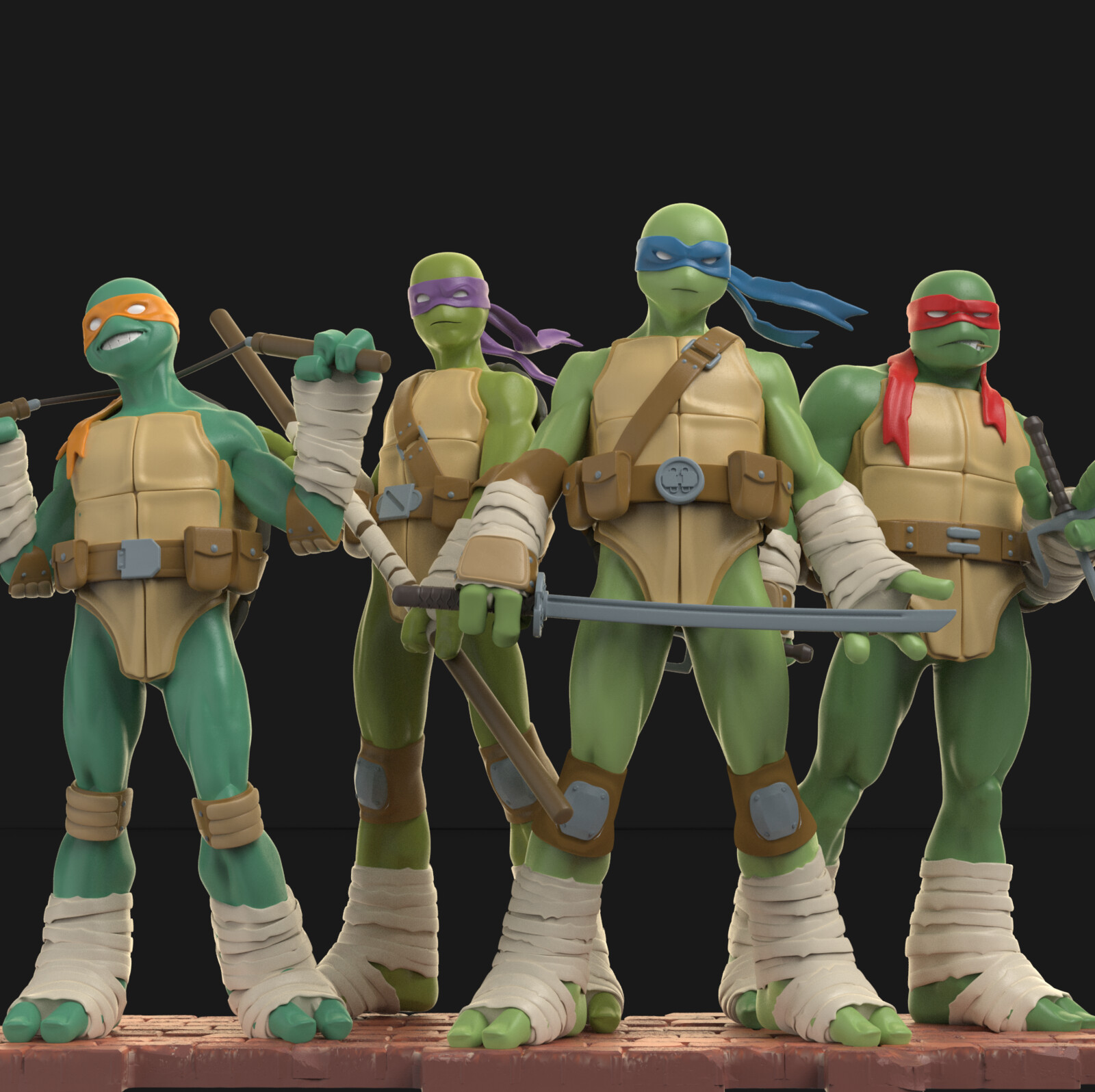 TMNT statue set