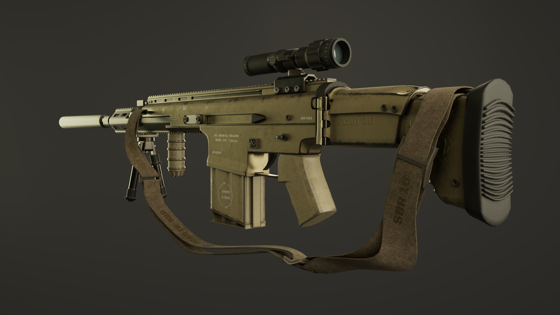 ArtStation - SCAR 16 GUN