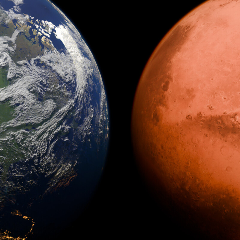 Photorealistic Earth & Mars