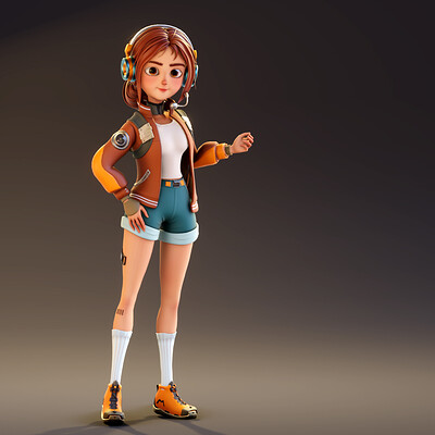 Blender Rigged Stylized Girl - Grace with Scifi Costume