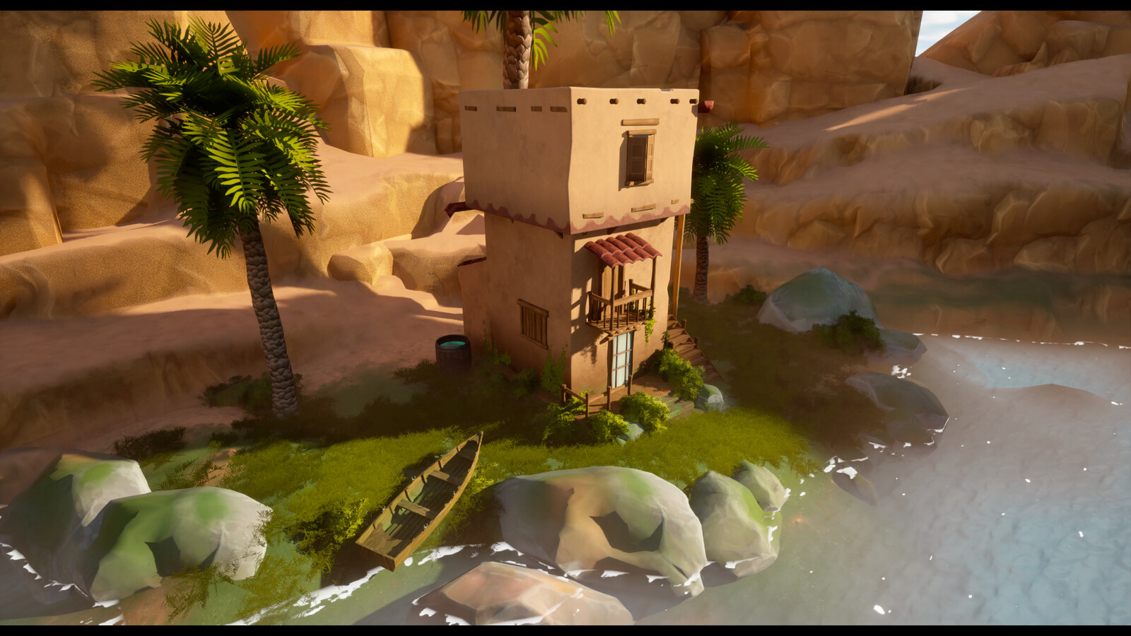 Stylized Environment Study – Riverside Adobe Retreat