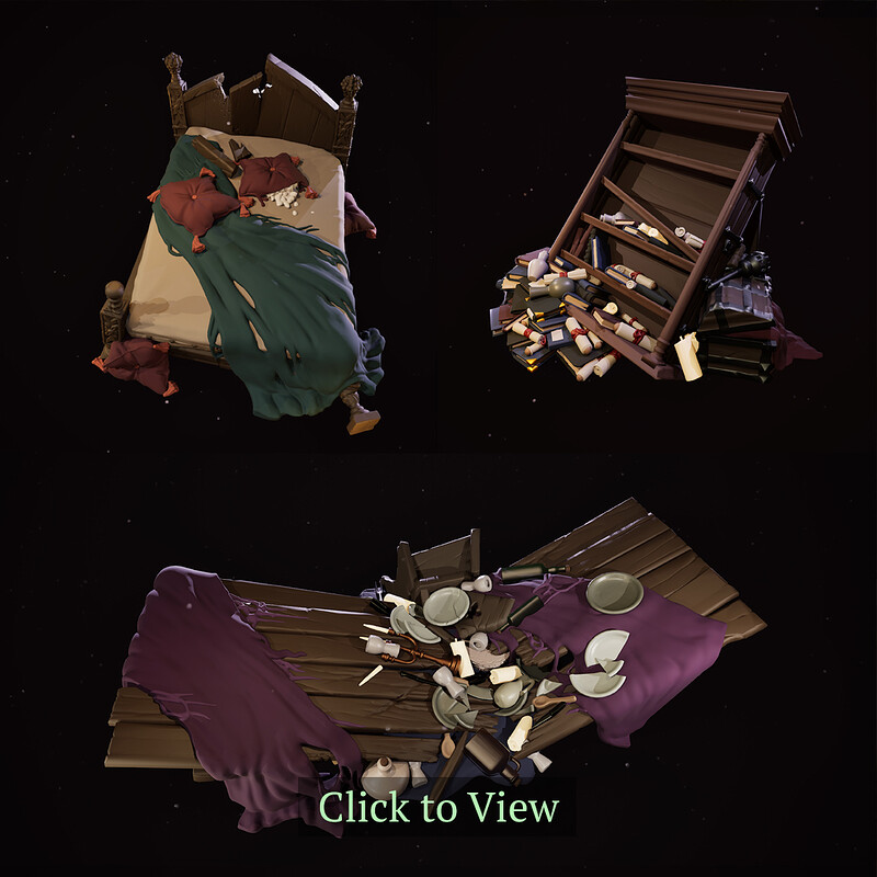 Ruined Furniture - 3D Printable Minis for Tabletop Games