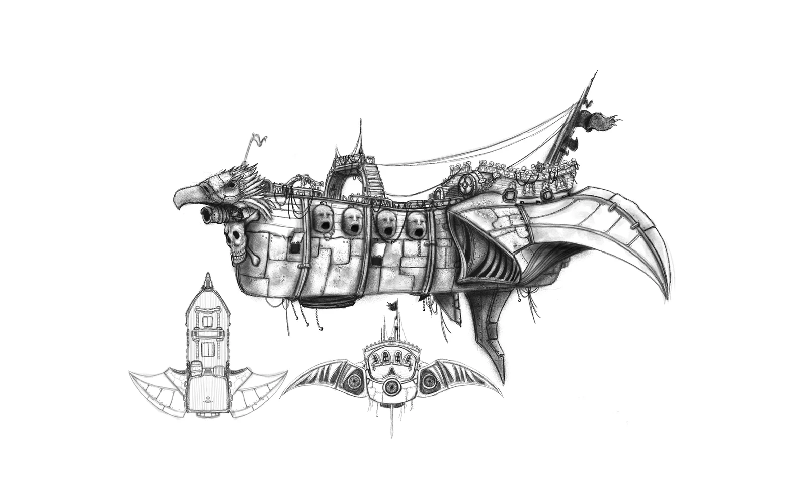 The Vulture / Steampunk pirate airship concept