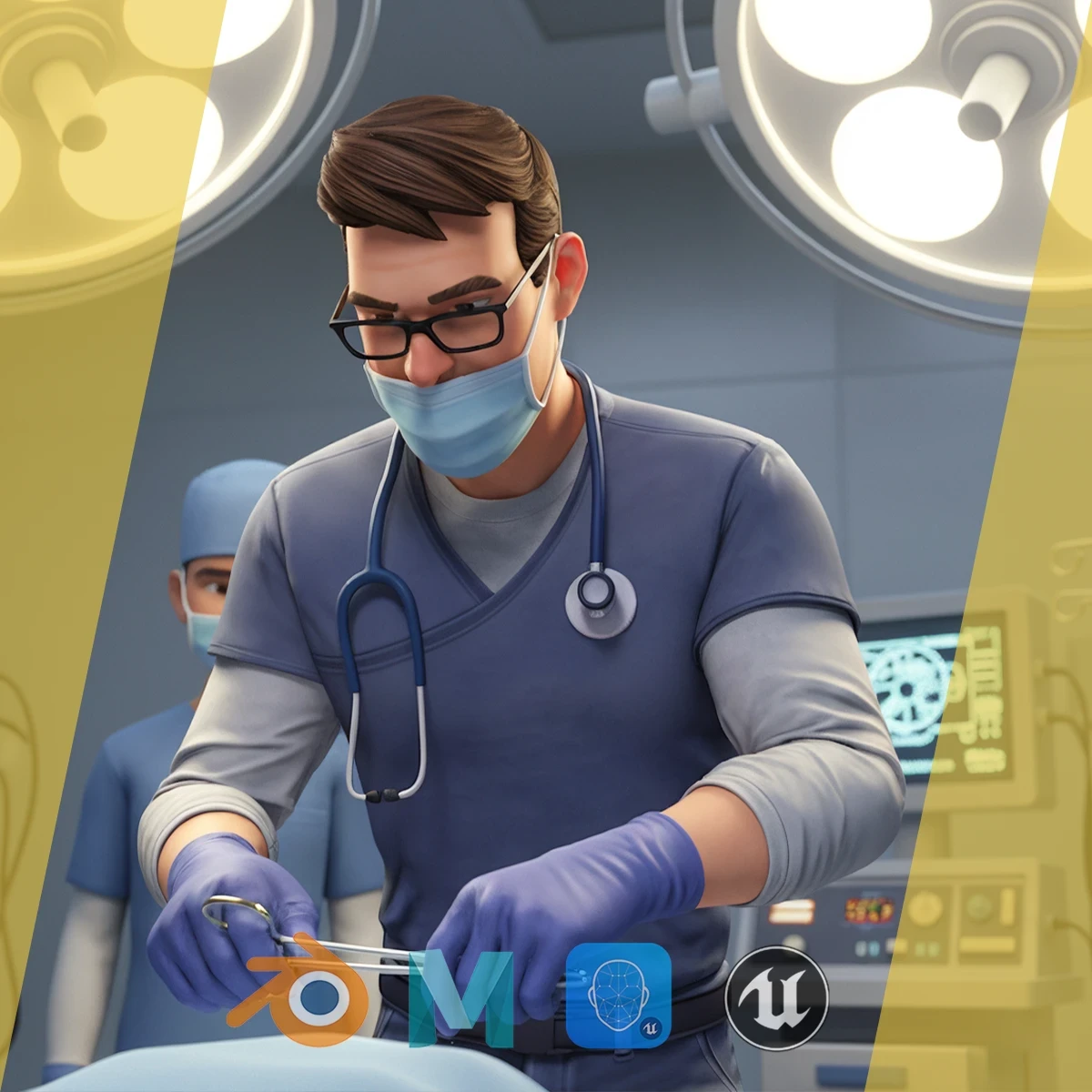 Stylized Cartoon Male Nurse Medical Doctor Character