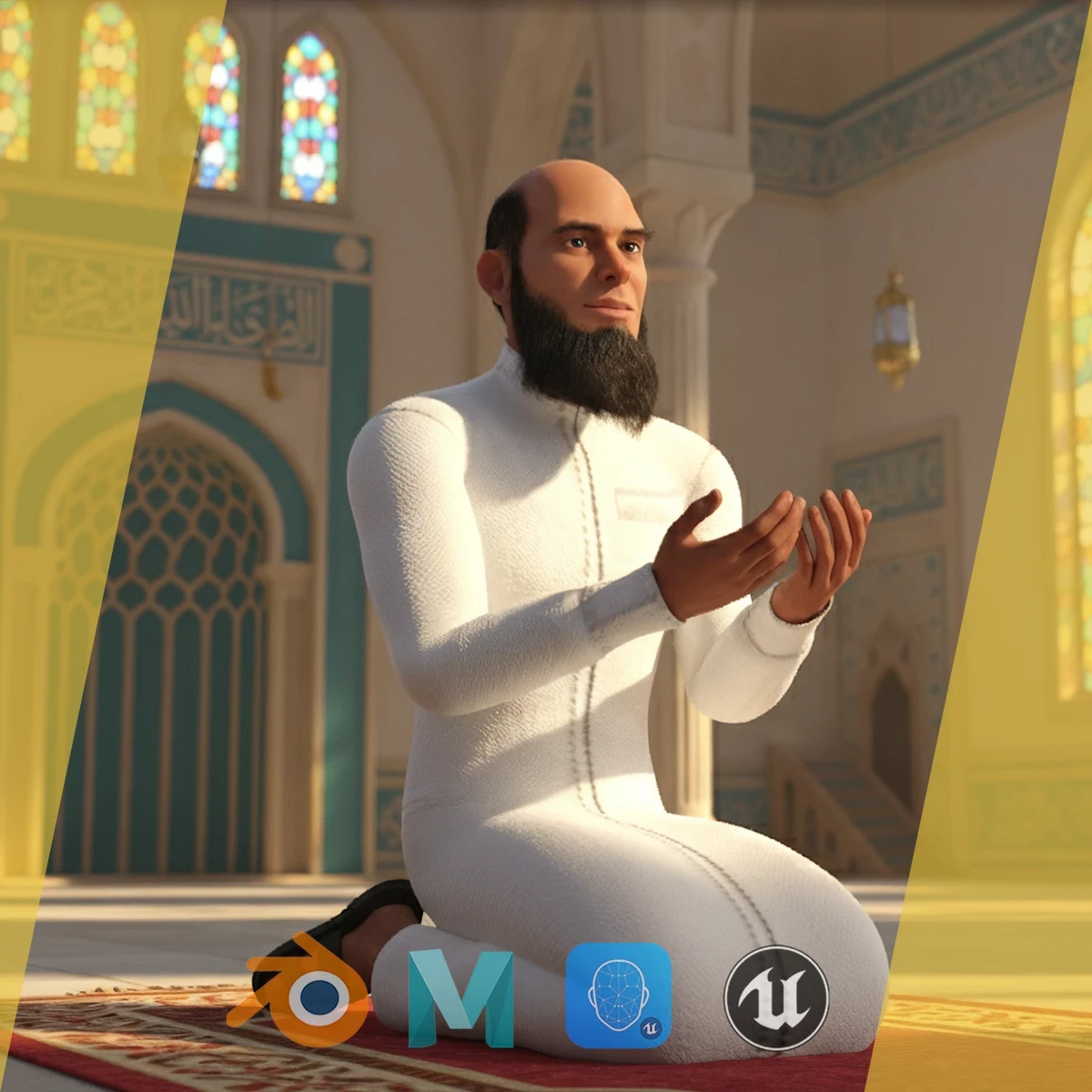 Cartoon Imam Spiritual Leader Muslim Religious
