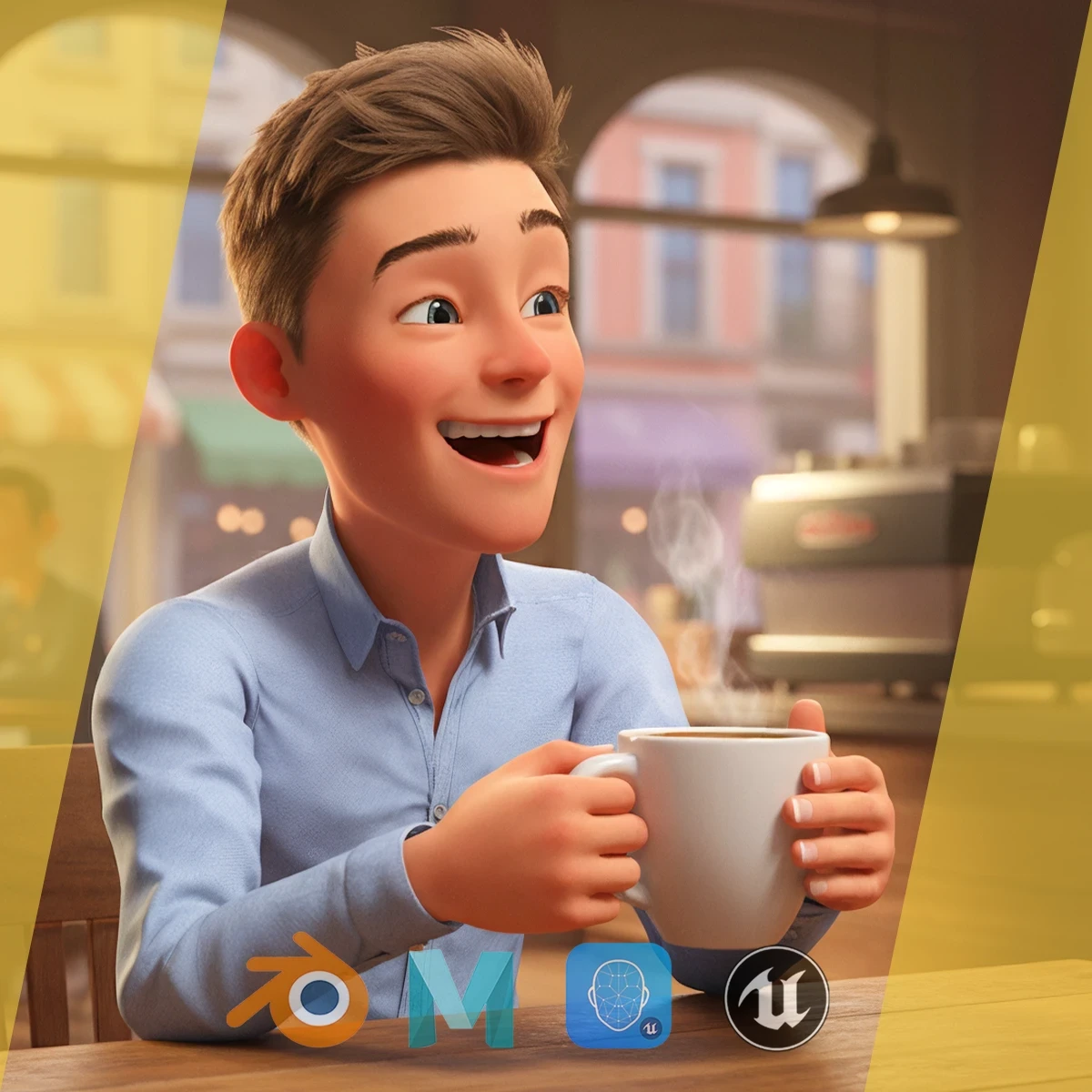 Toon Teen Brother - RealTime Rigged Classic Cartoon Male 3D Model