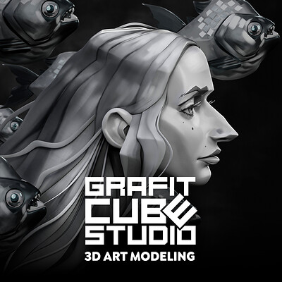 Girl Portrait with Piranhas 3D SpeedSculpt