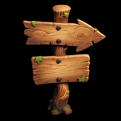 Cartoon Signpost 01- By LowPoly Mesh | PBR Textures