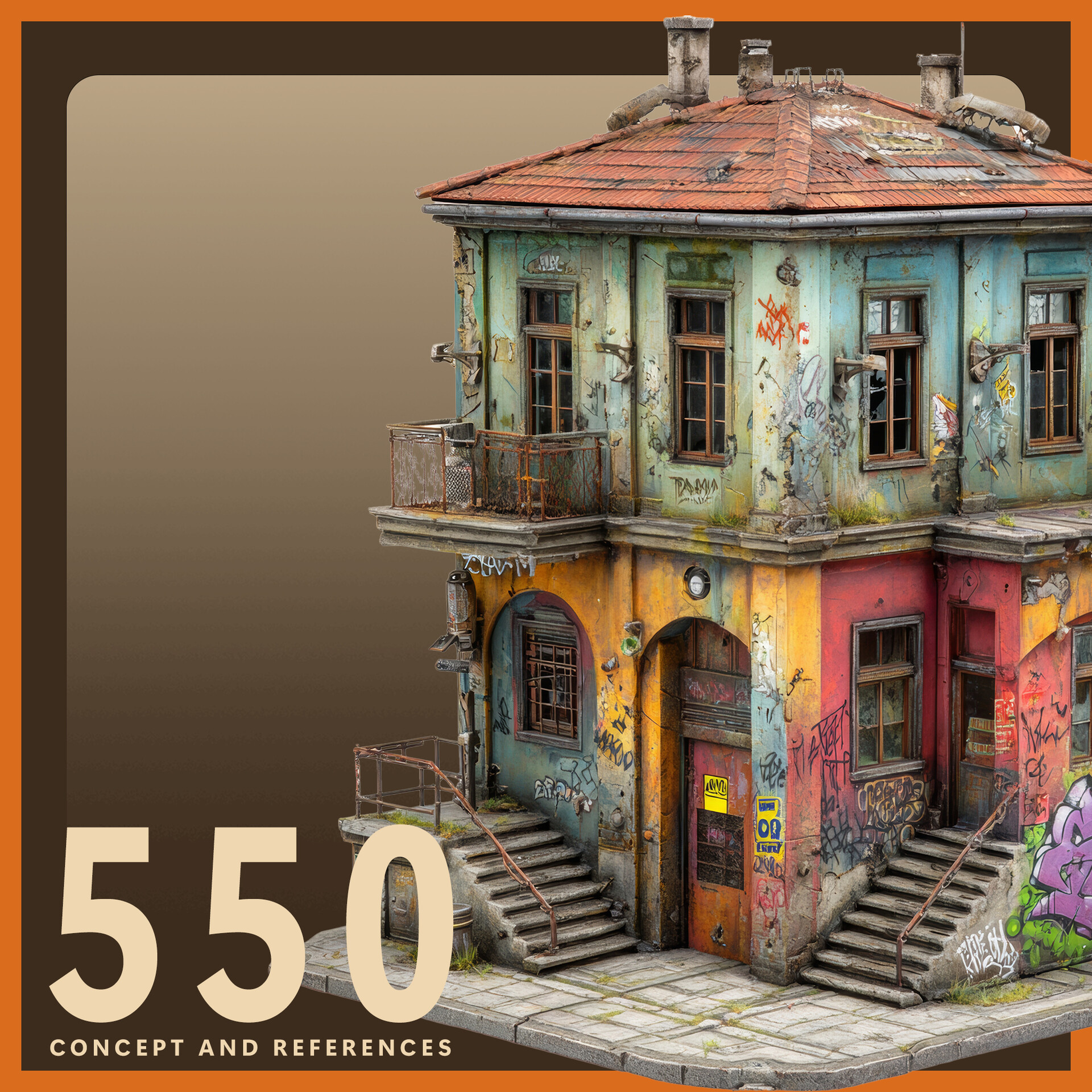 ArtStation - 550 Urban Building with Graffiti Concept and Reference