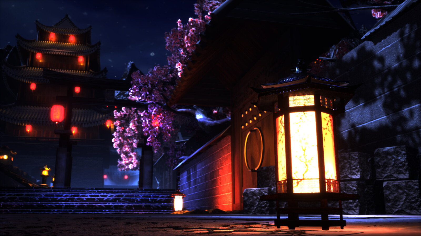 Moonlit Blossom - Asian Fantasy Environment (Night Version)
