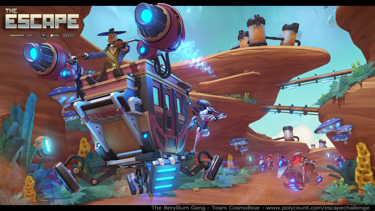 Scene layout in cryengine, fx, character model/texture, rigging, prop models/textures, and final render