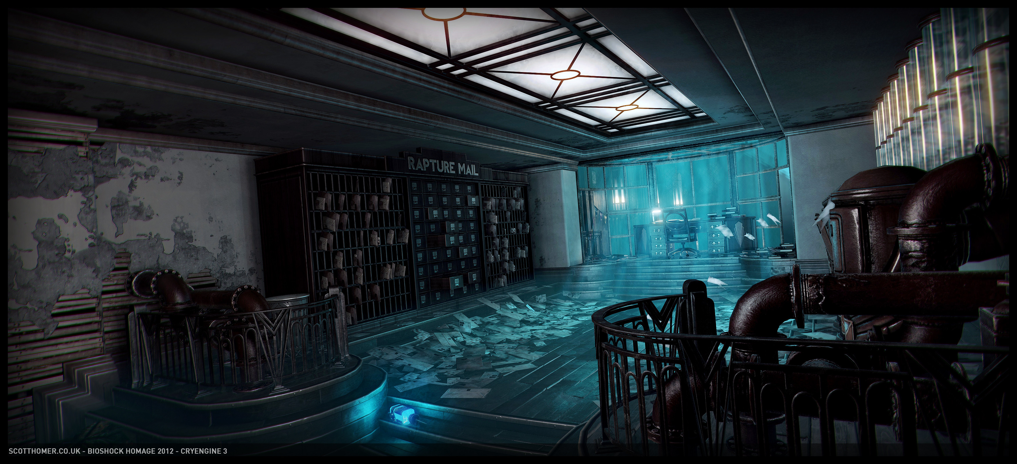 Artstation Bioshock Homage Project Rapture Mail Room Lowpoly Scott Homer