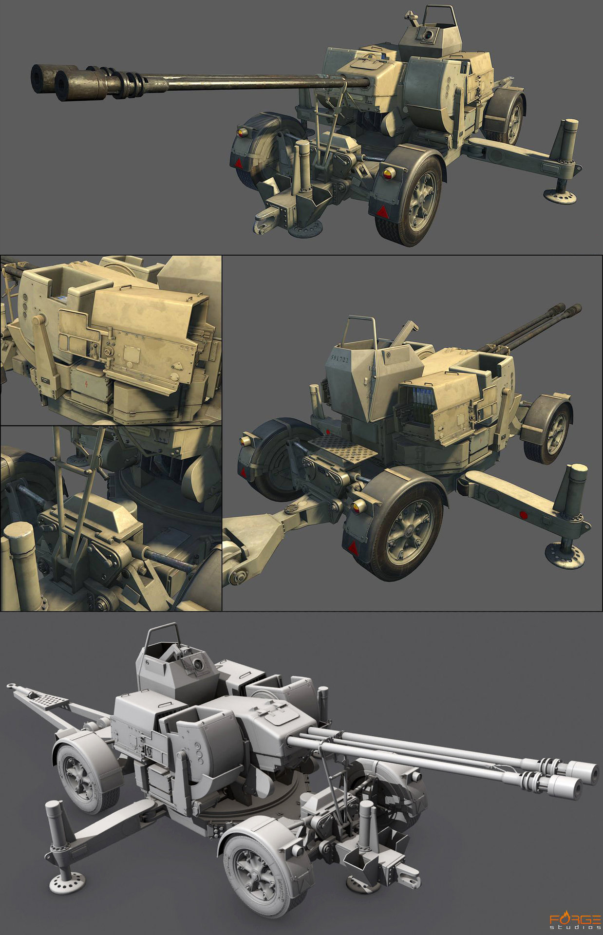 Paul Dalessi - Old-ass personal work: GDF-006 Oerlikon anti-air cannon