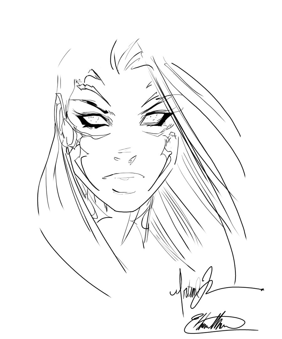 Artstation - Inking A Michael Turner Witchblade Sketch.
