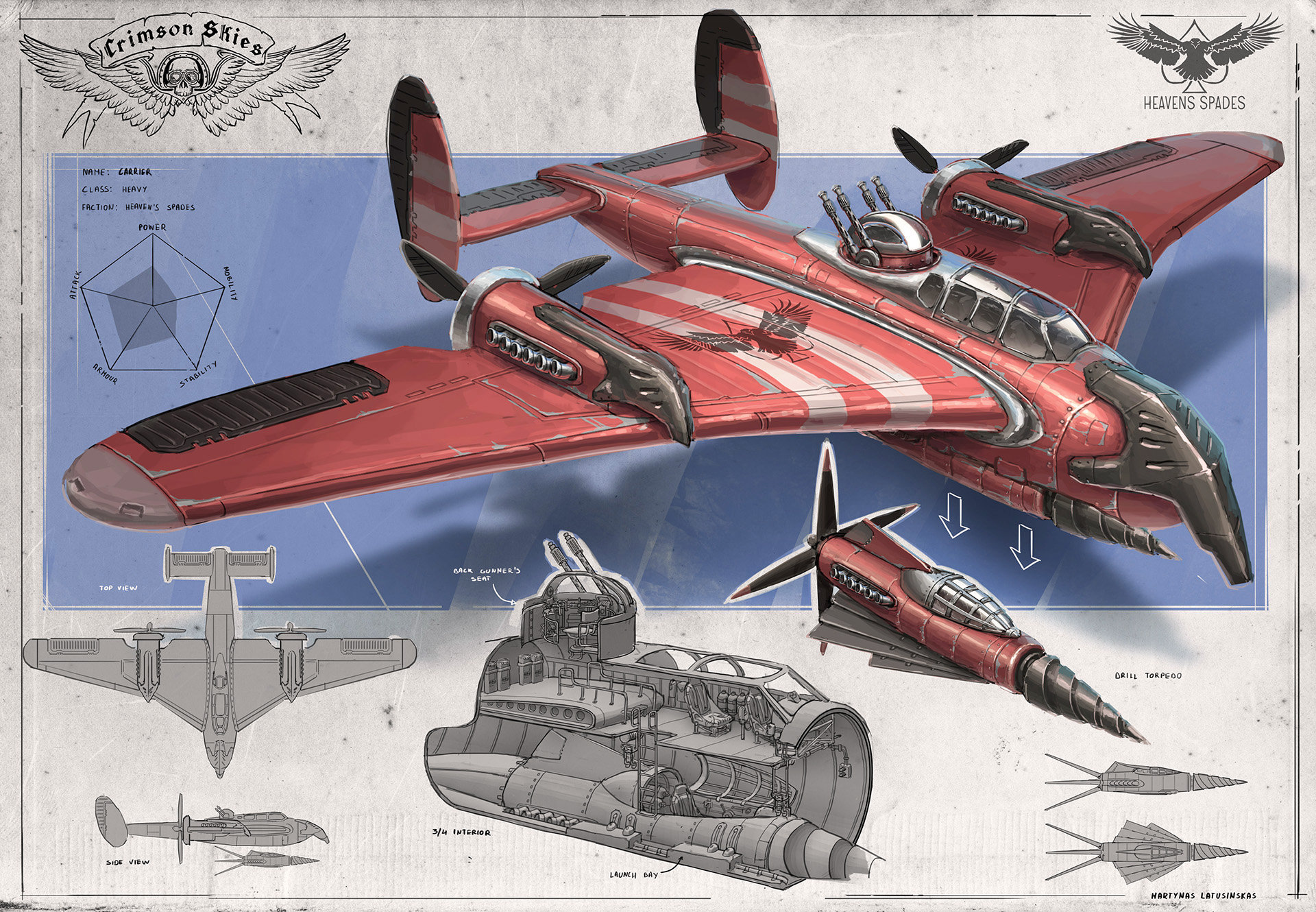 Martynas Latusinskas - Redesign: Crimson Skies (Carrier heavy fighter) 