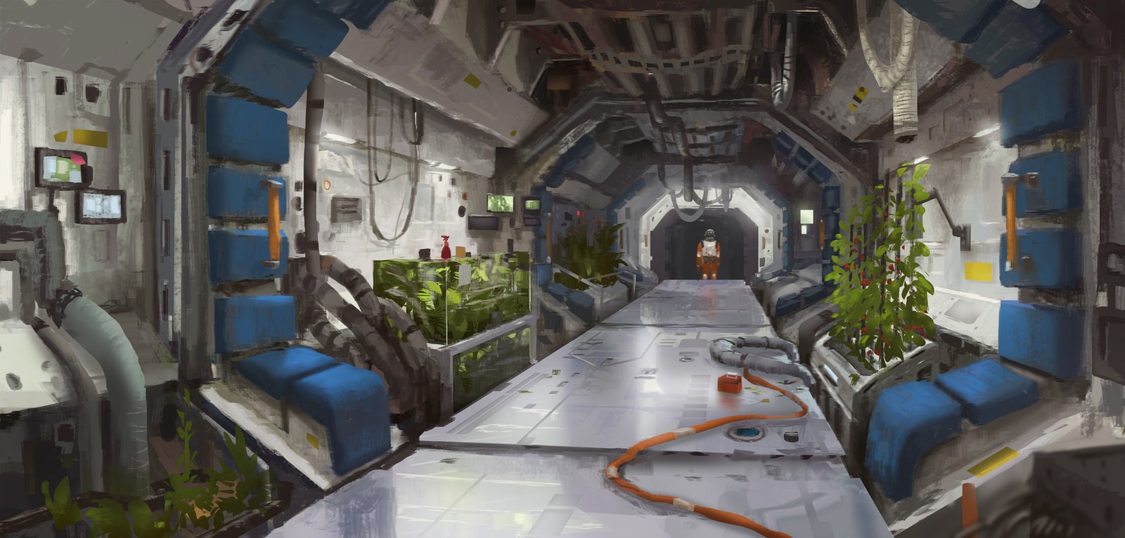 Artstation Space Station Corridor 01 Adrien Girod