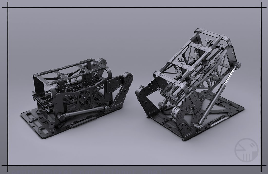 Empty rocket pod without shell