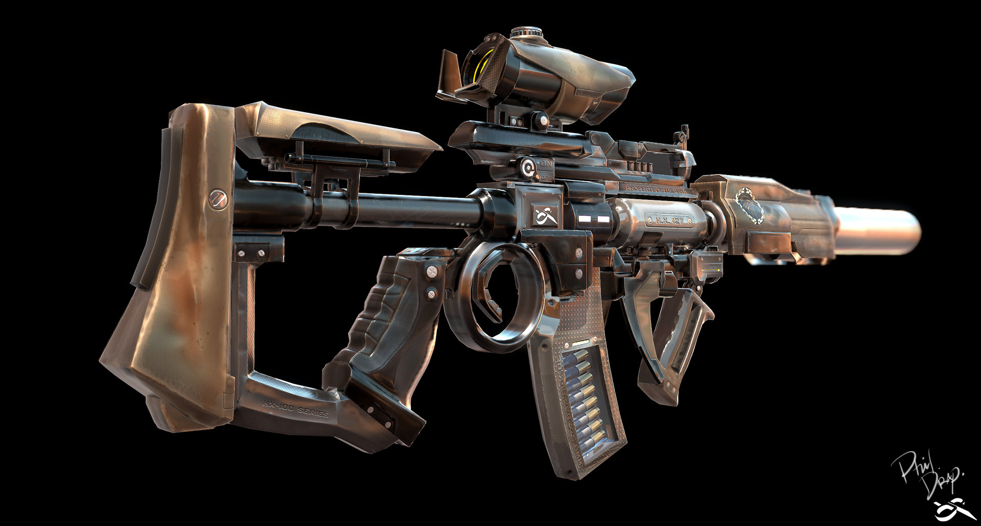 Artstation H X 127 Sci Fi Gun Philippe Drapeau