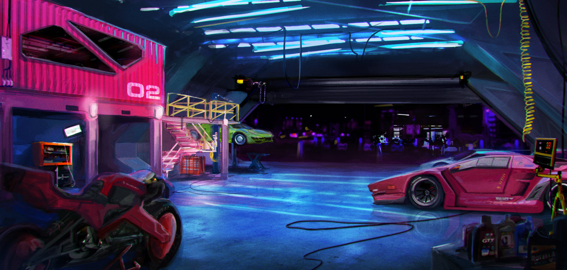 ArtStation - Neon Paradise - Garage Environment