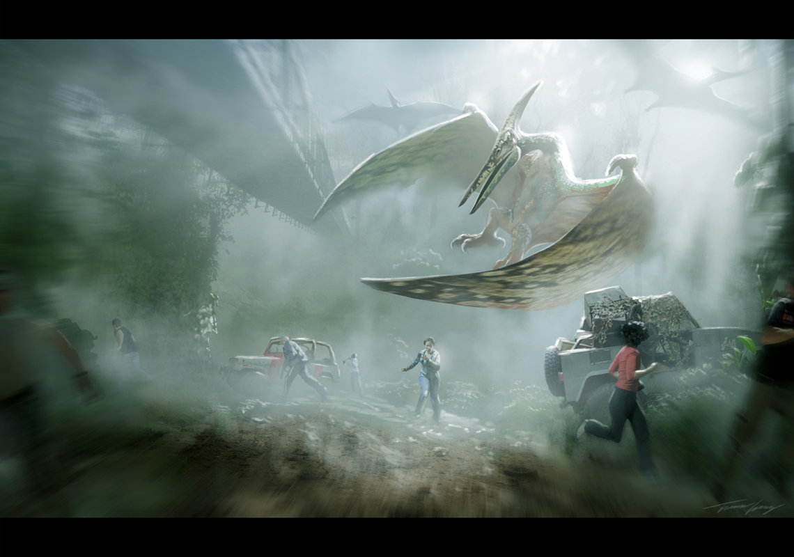 Concept art of the Pterodactyl attack on Main Street from