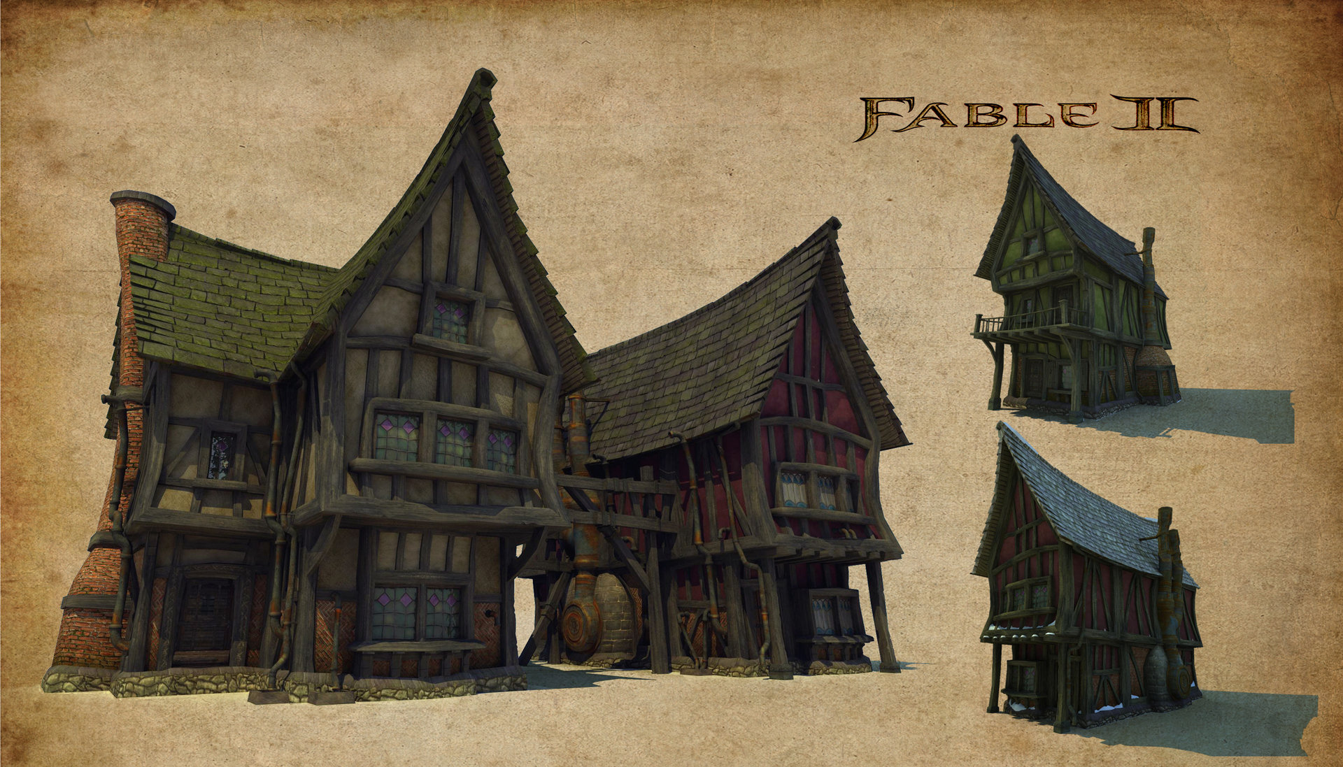 ArtStation Town houses of Bowerstone