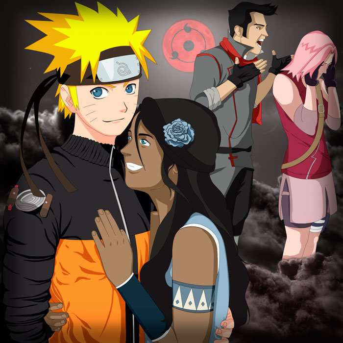 Naruto and Korra and Mako and Korra.