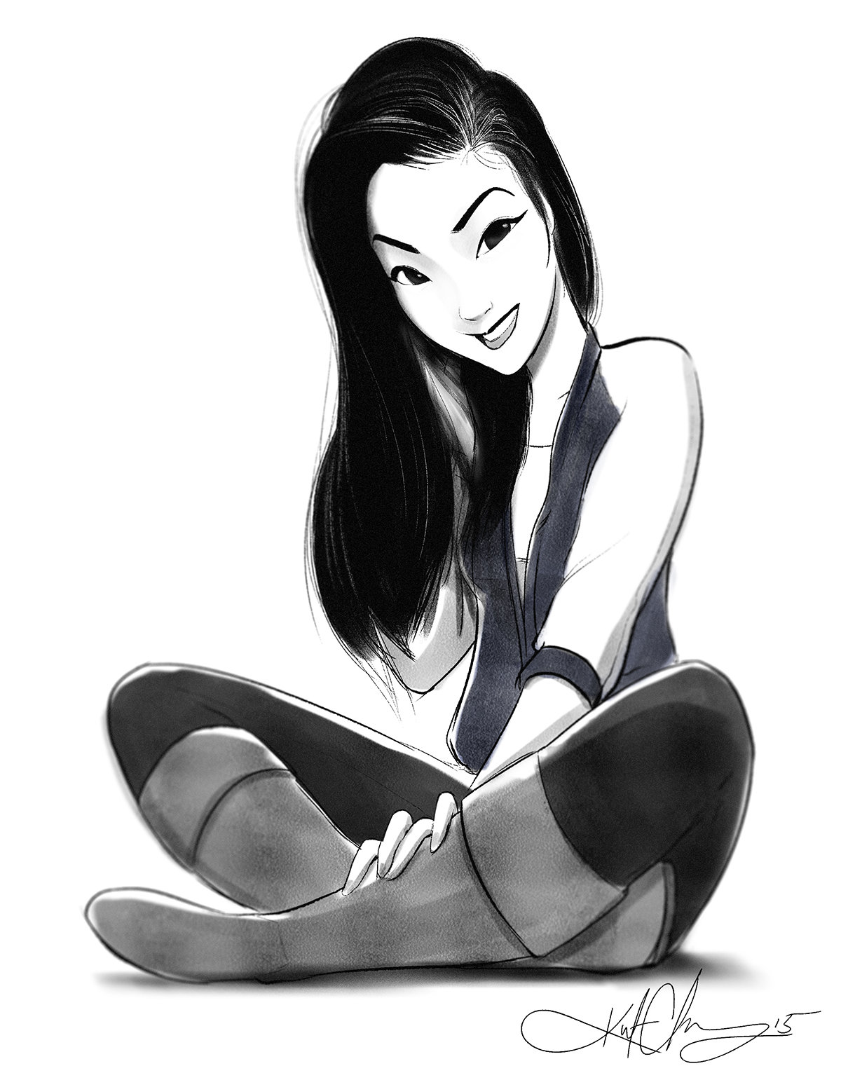 ArtStation - Alison, Kurt Chang Sitting poses drawing people drawings drawing tutorial art reference poses drawing techniques.