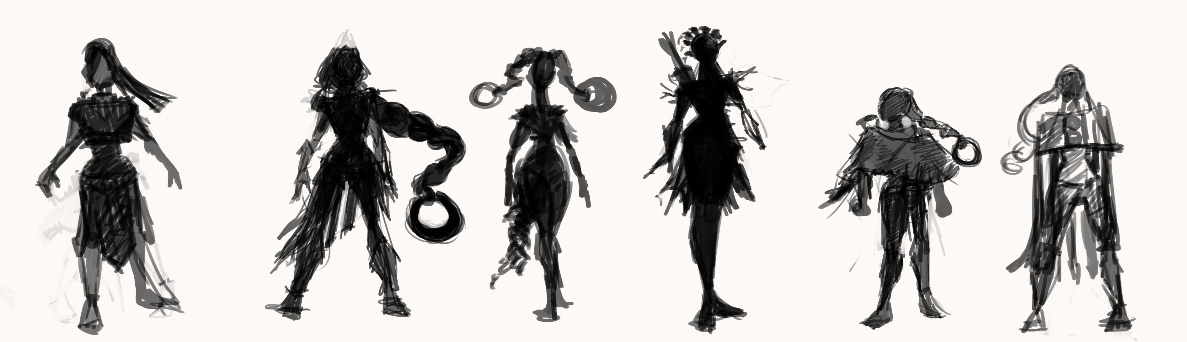 Silhouette sketches for Artemis