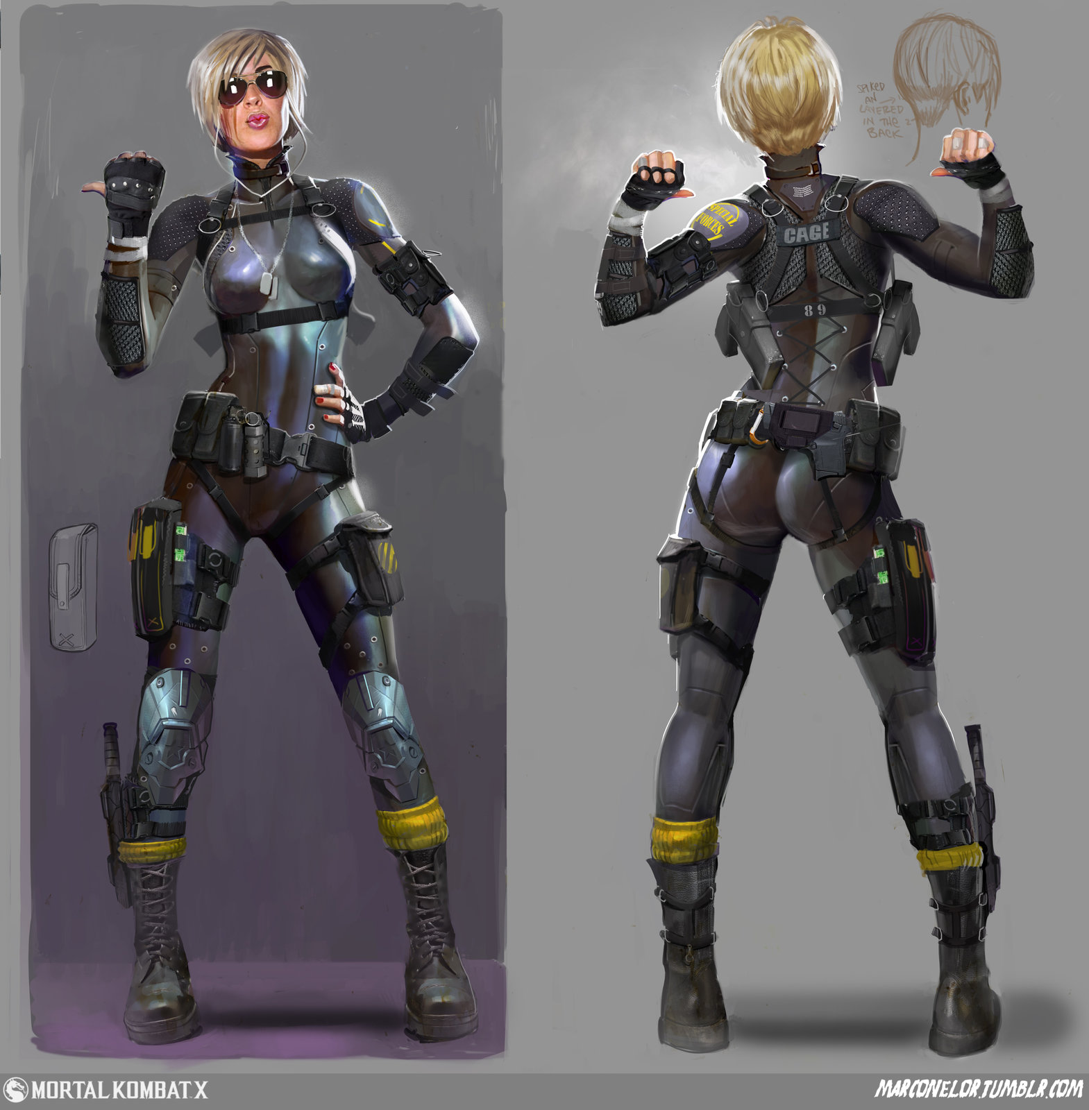 Concept of Cassie Cage, from the Mortal Kombat universe. 