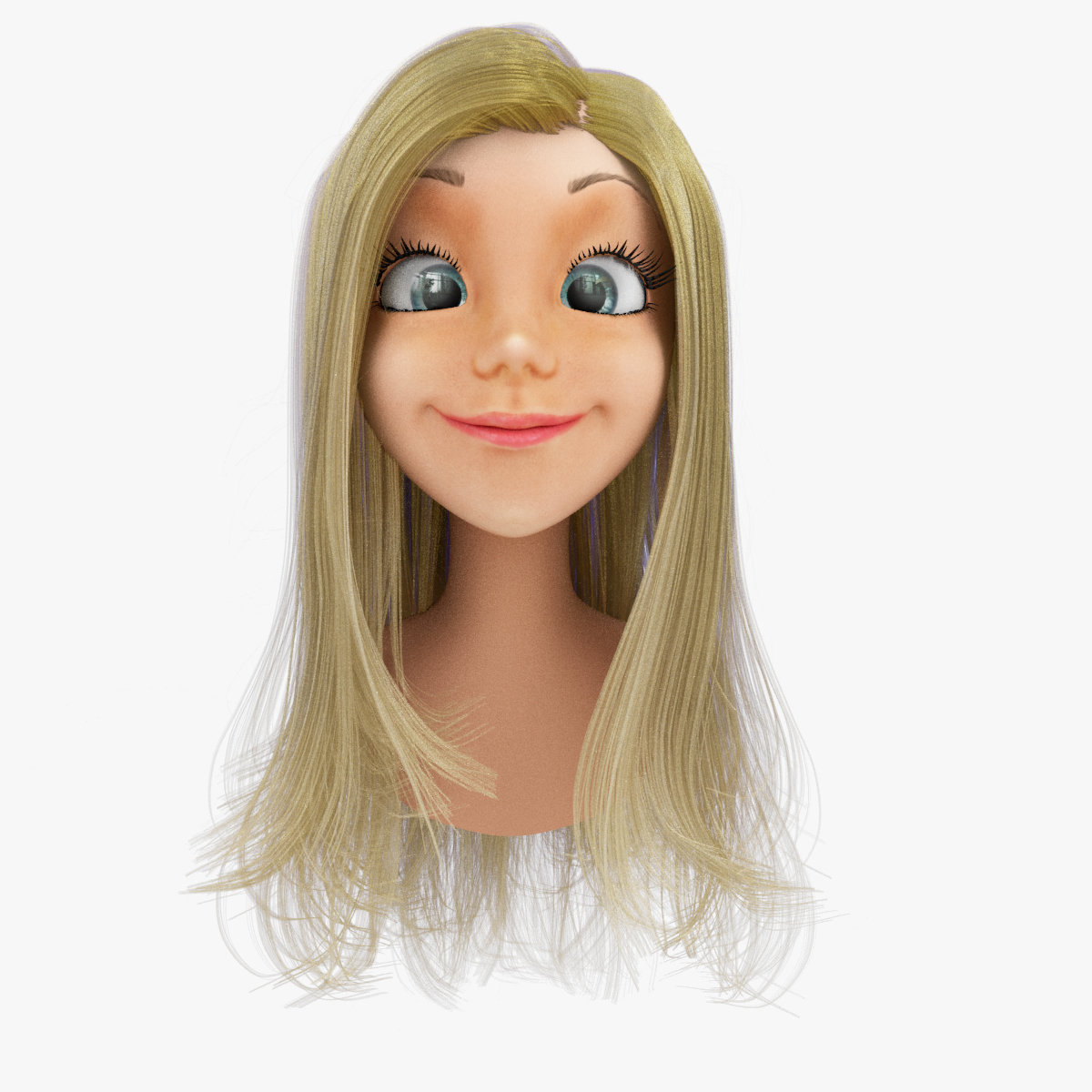 ArtStation - Rigged Cartoon Woman Head A with Hair system and several  skin,eyes and hair color options