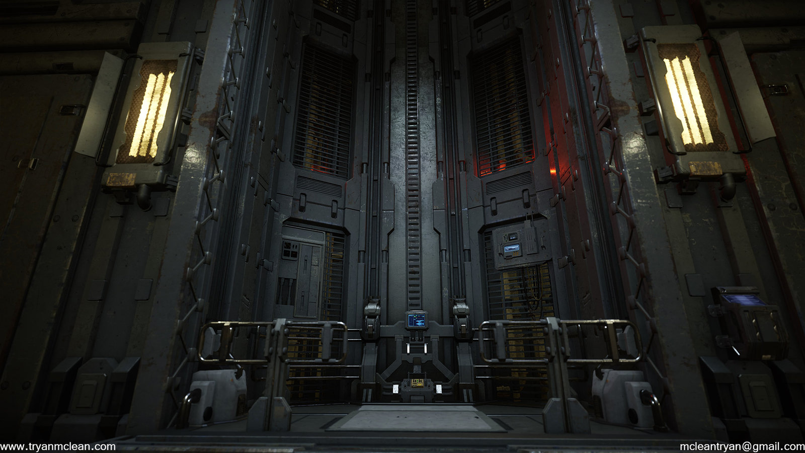 Star Citizen Hangar Control Area. Modelling done by myself. Texture blending done by myself. Textures, Materials created by others on team.