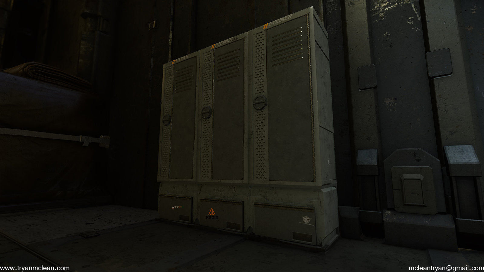 Star Citizen Subscriber Flair Locker. Modelling by myself. Textures and blending done by others on team. 
