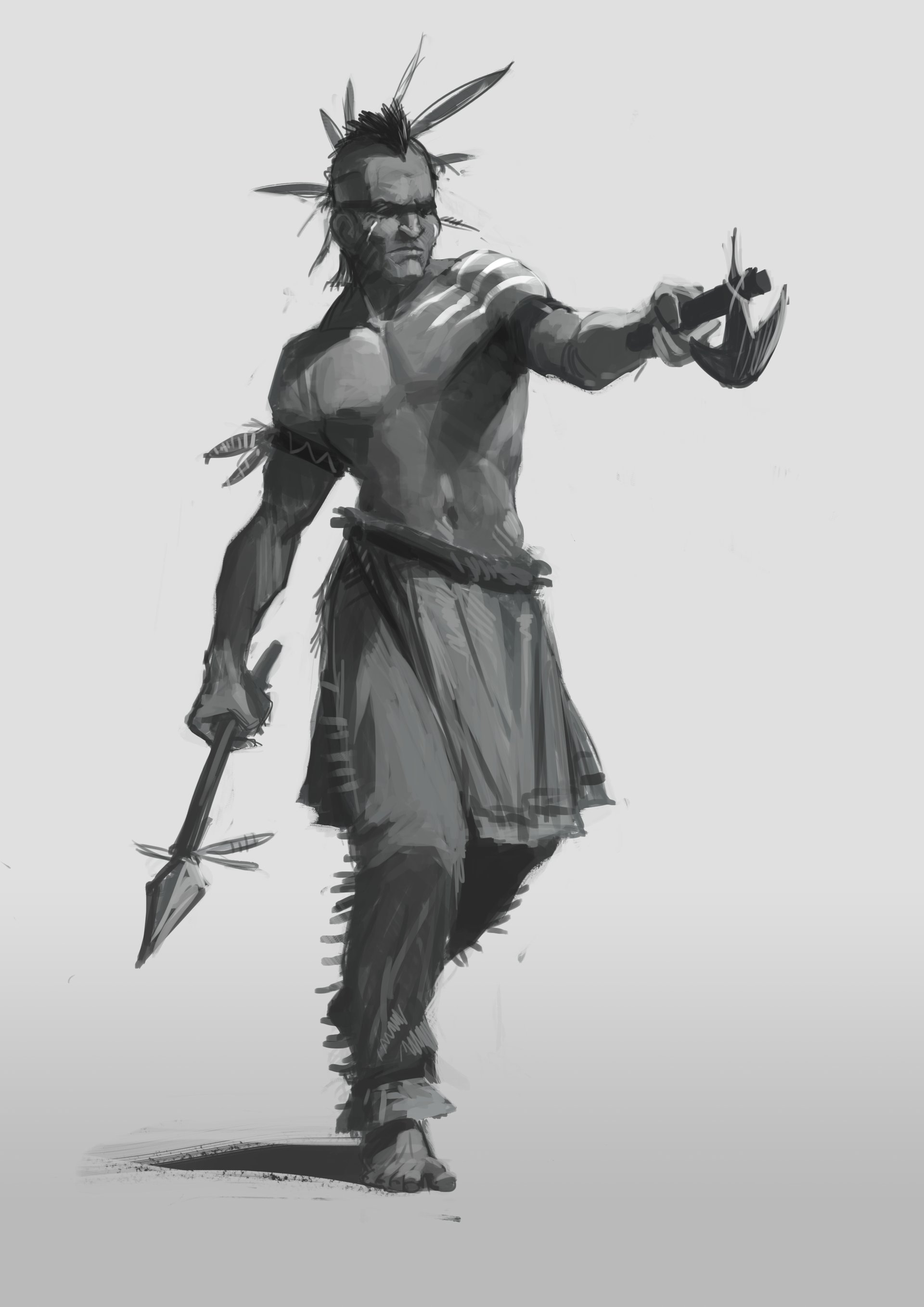 Artstation Native American Warrior Sketch Kevin Darnis