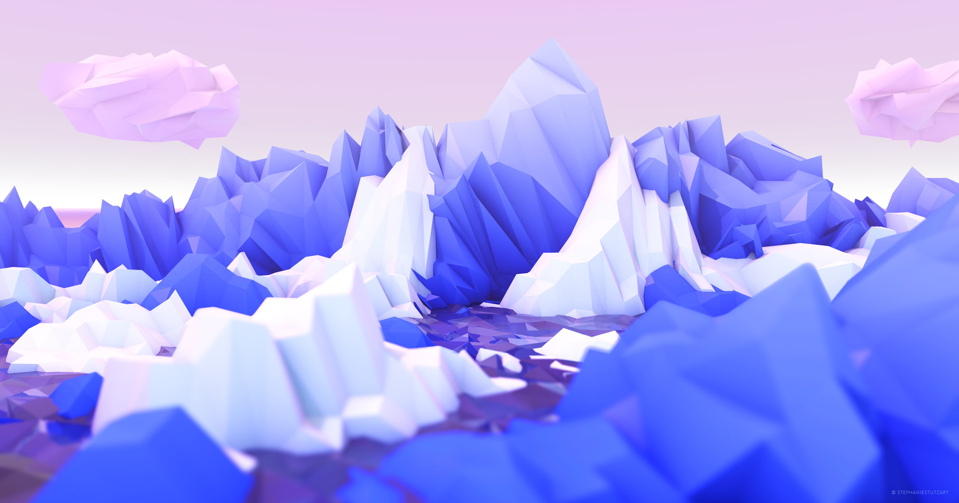 Artstation Sweet Low Poly Mountains Stephanie Stutz