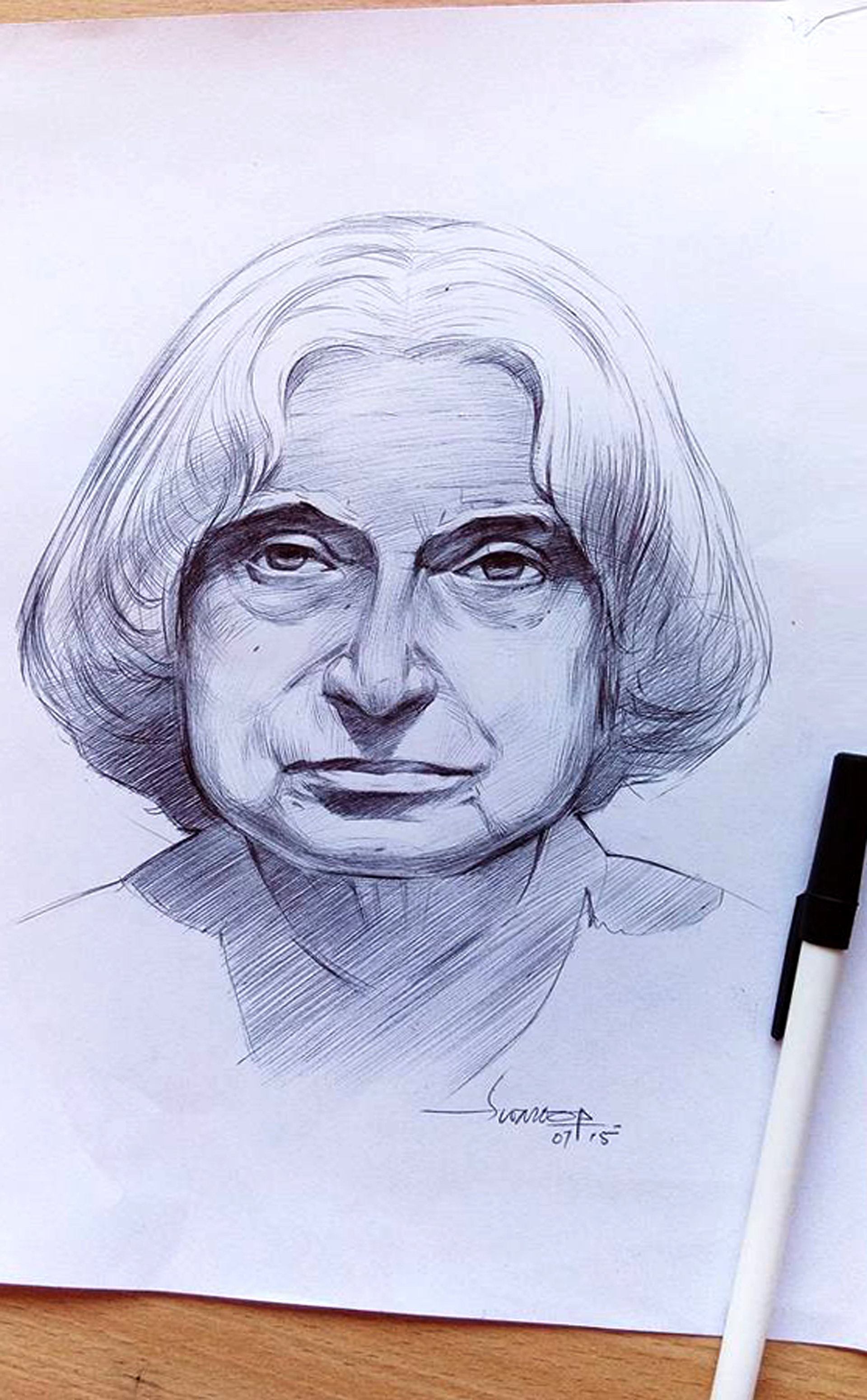 A. P. J. Abdul Kalam Pencil Color Sketch - Desi Painters