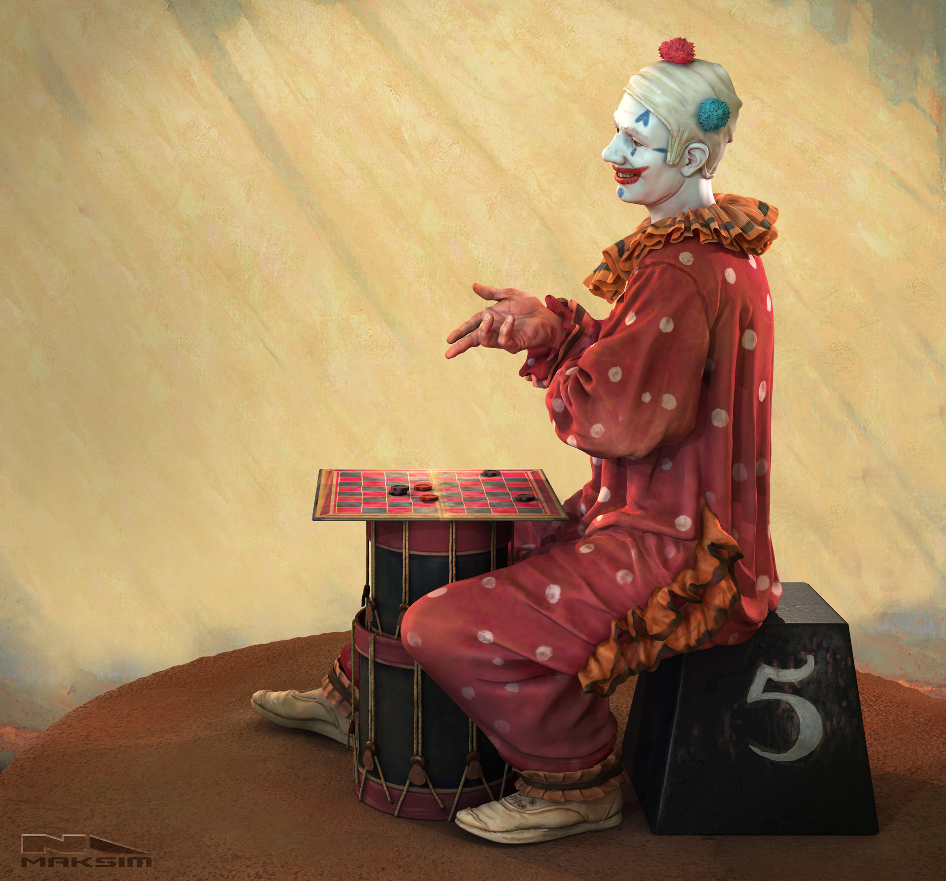 Artstation Clown From Norman Rockwell S Checkers Nick Maksim
