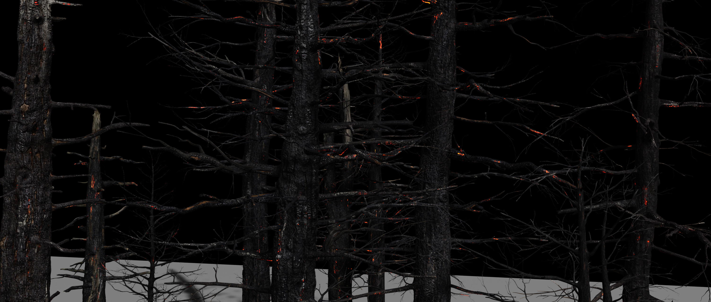 Texturing &amp; Lookdev all burned trees