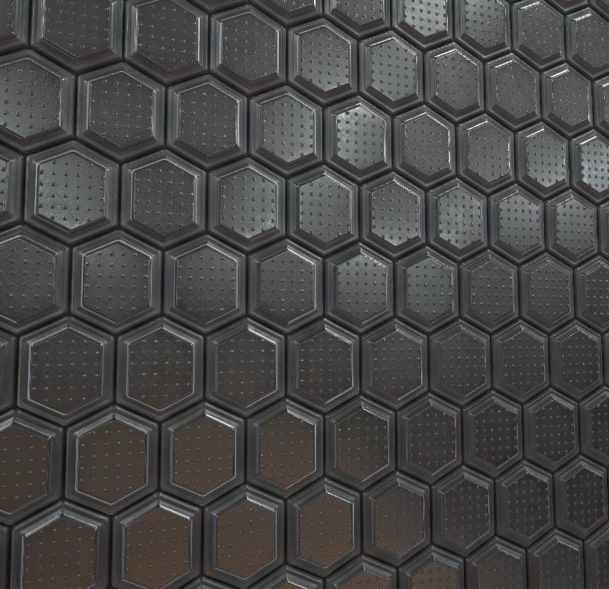 Fully Procedural - PBR Honeycomb floor-pattern.