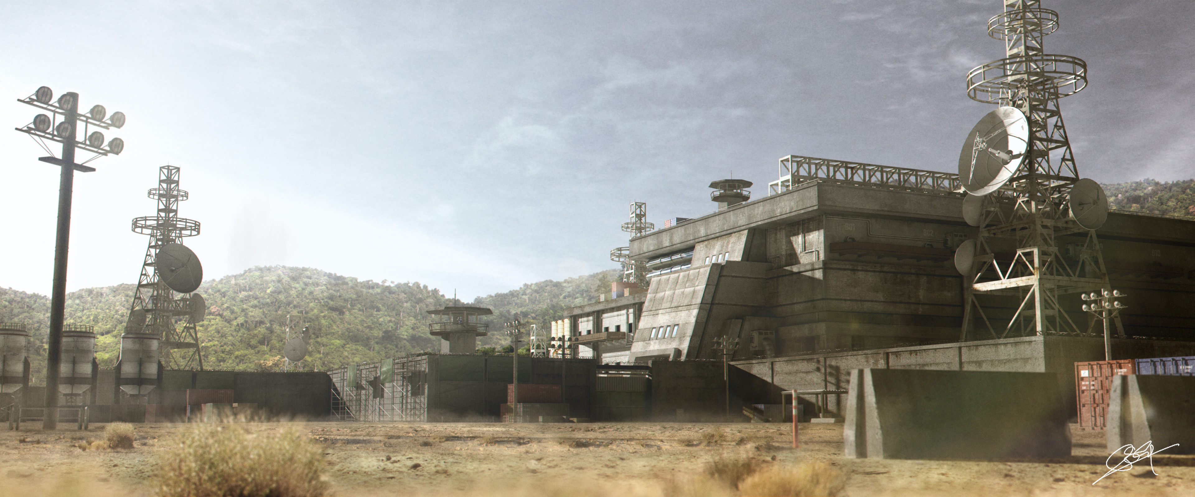 Artstation Digital Matte Painting Military Base Rocky Schouten