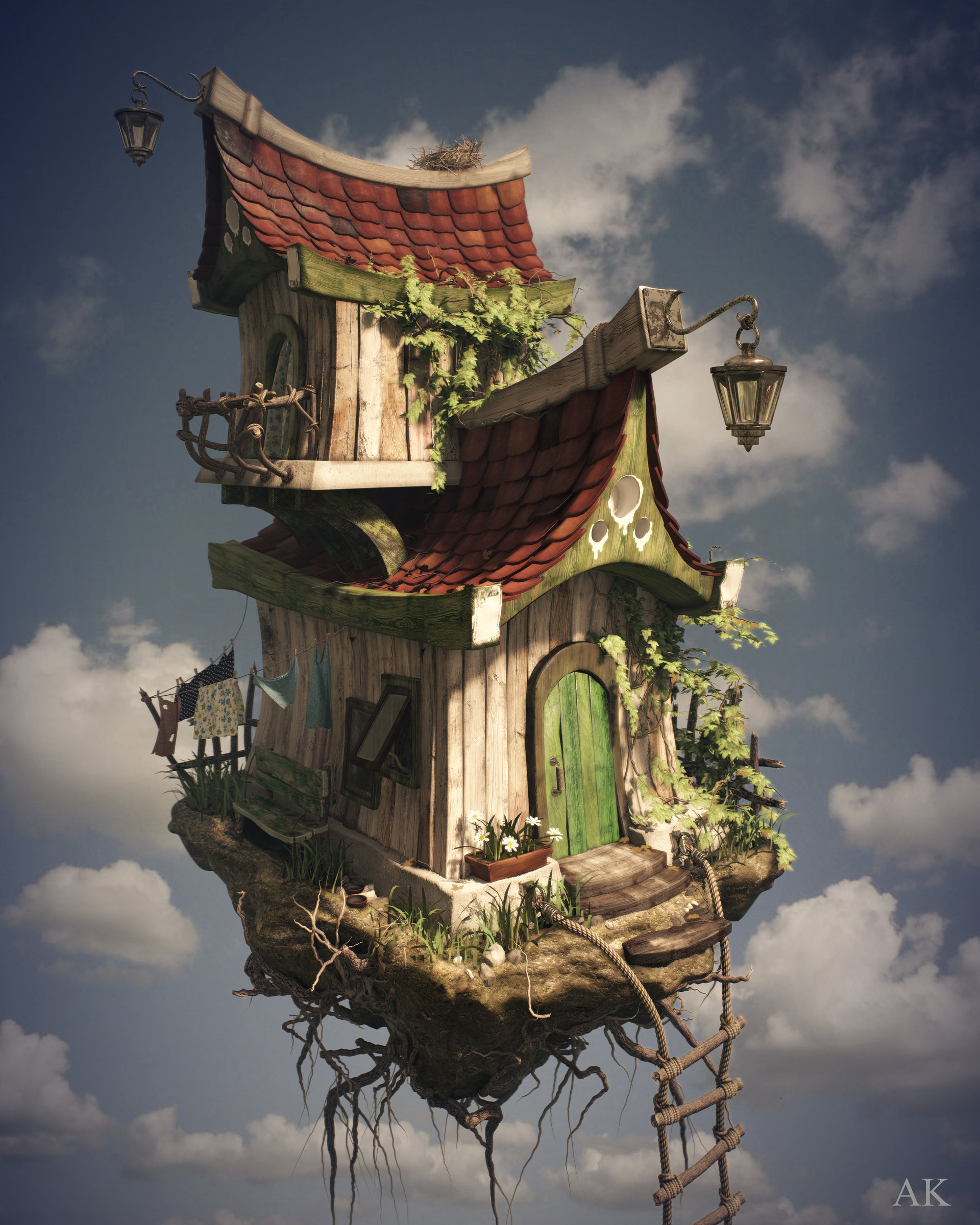 ArtStation - The flying house, Anastasiya Konkina