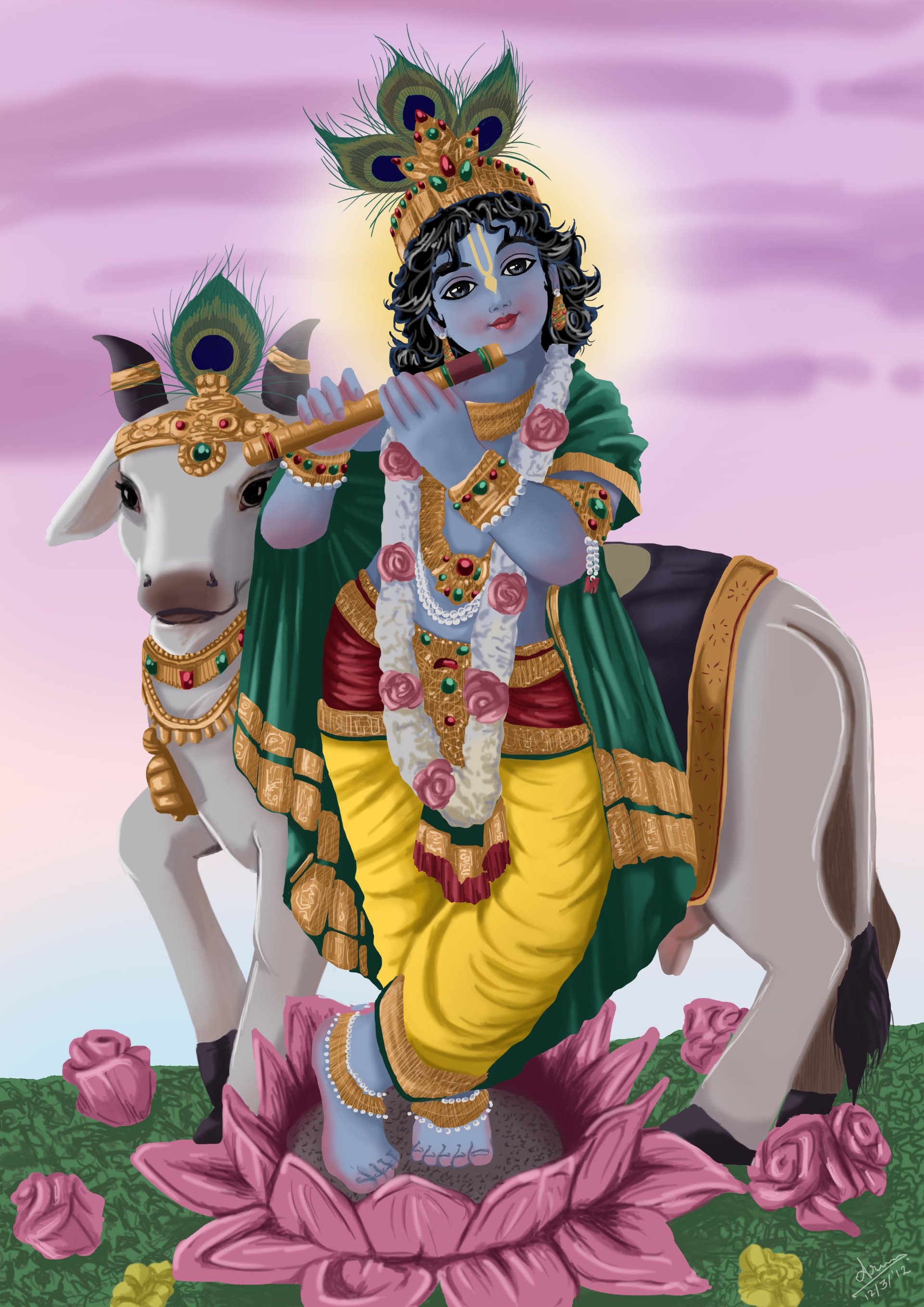 ArtStation - Sri Krishna with cow