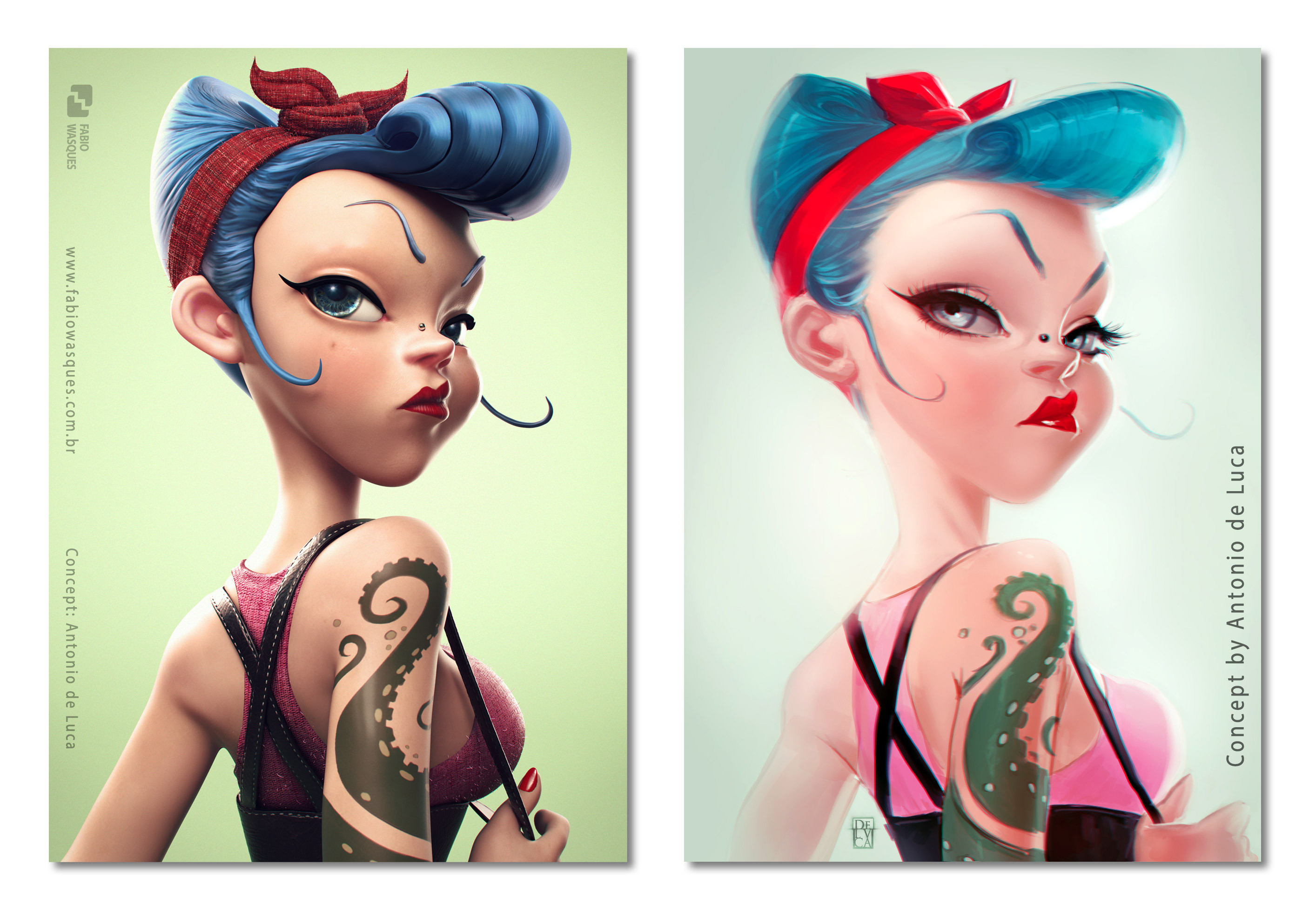 My artwork side by side with the original one from Antonio de Luca