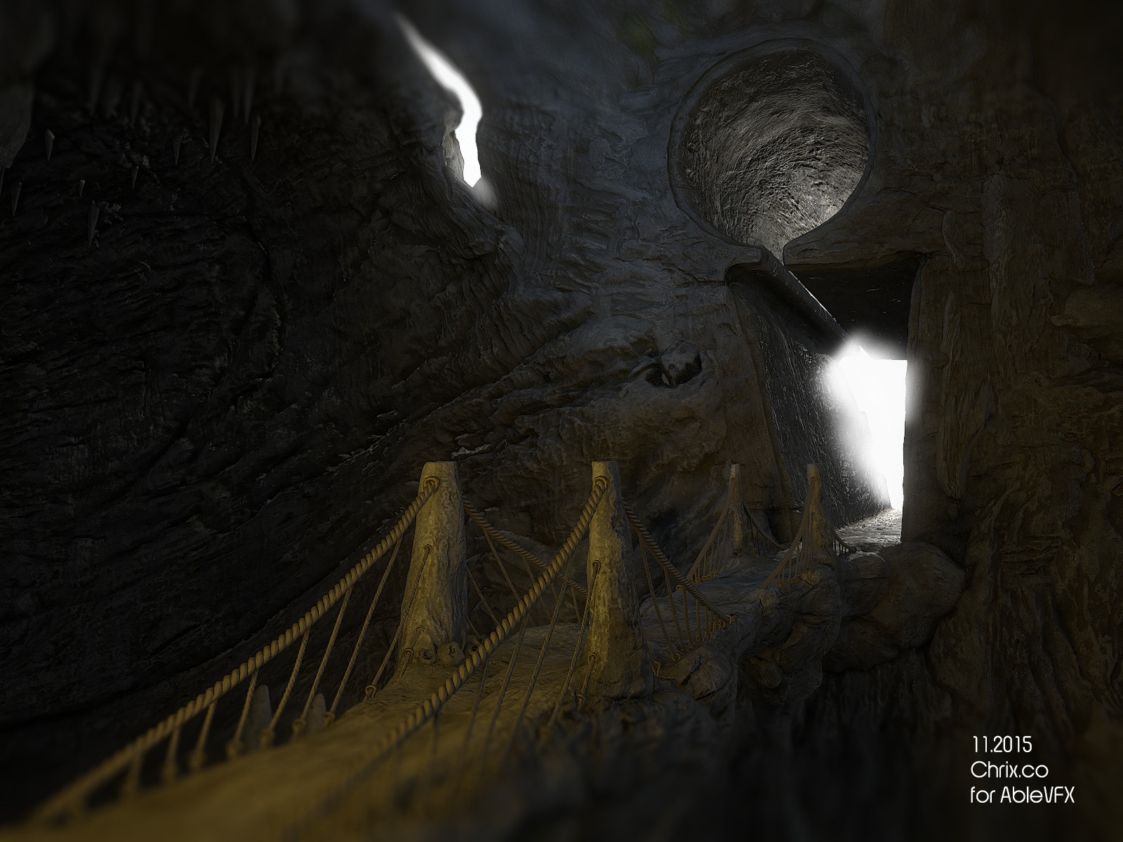 While these are realtime renders, I baked out 8k texture maps for different chunks of the scene to get the clarity we wanted.