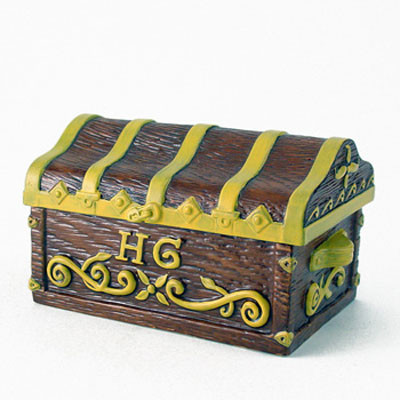 Hermione's Trunk - sandblasted wood with wax sculpted details - Finished piece porcelain