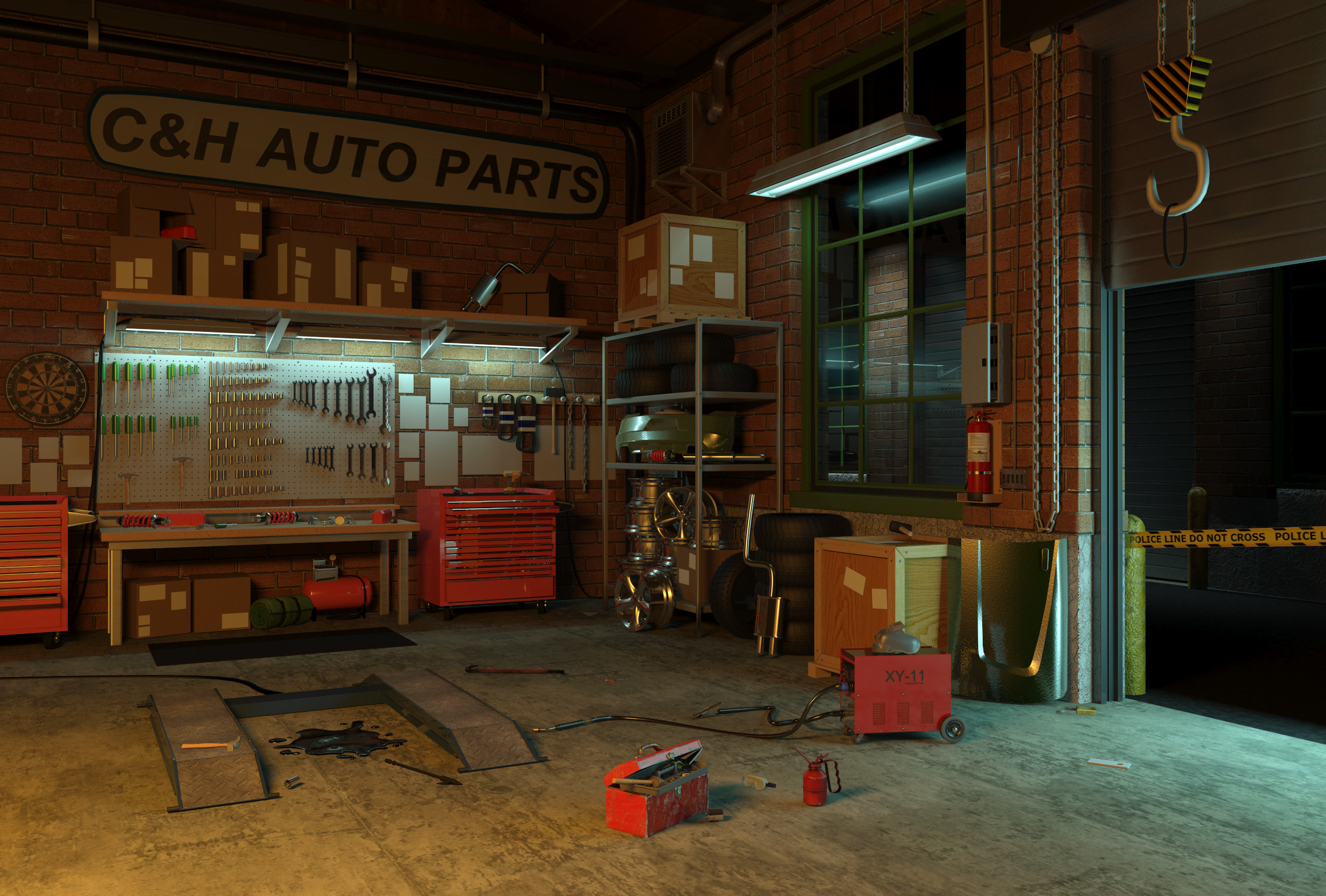 Final Warehouse scene (a few assets on the ground were taken from another Gameloft title)