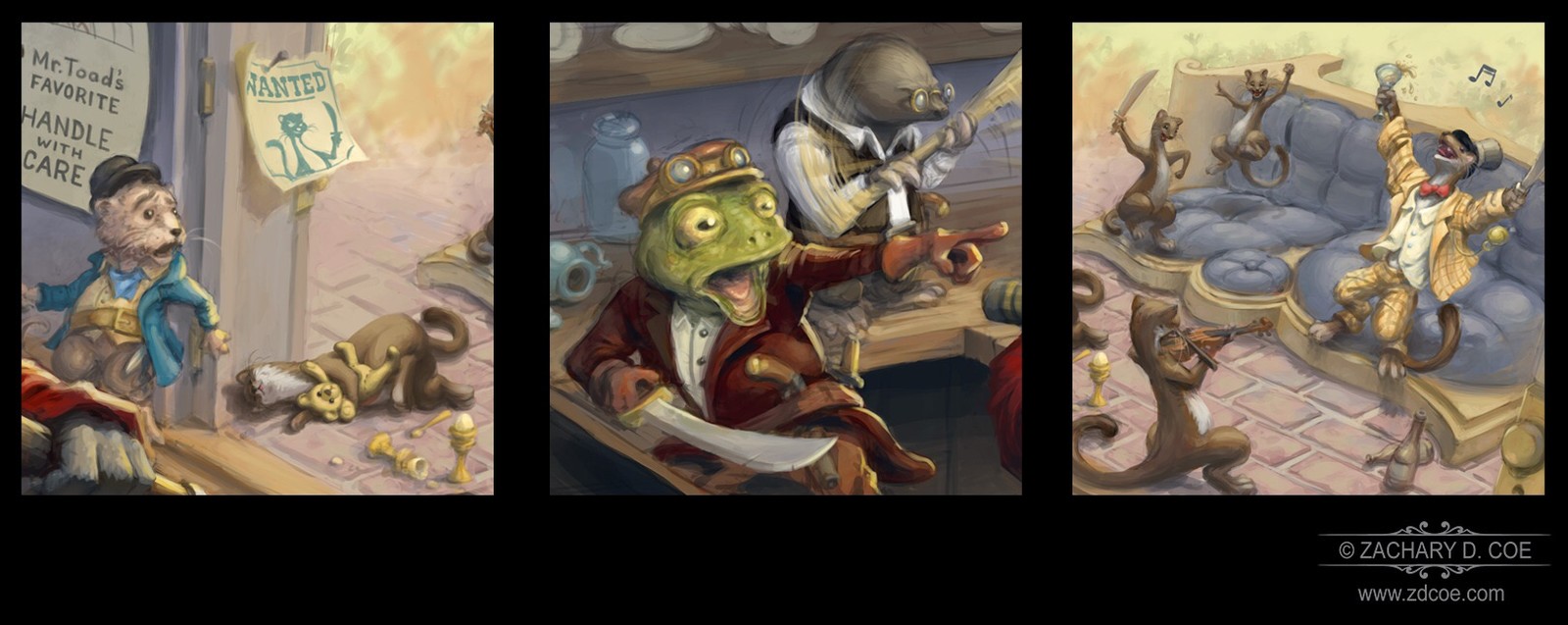 TAKING BACK TOAD HALL! Bookmark Art Close Ups by Zachary D. Coe