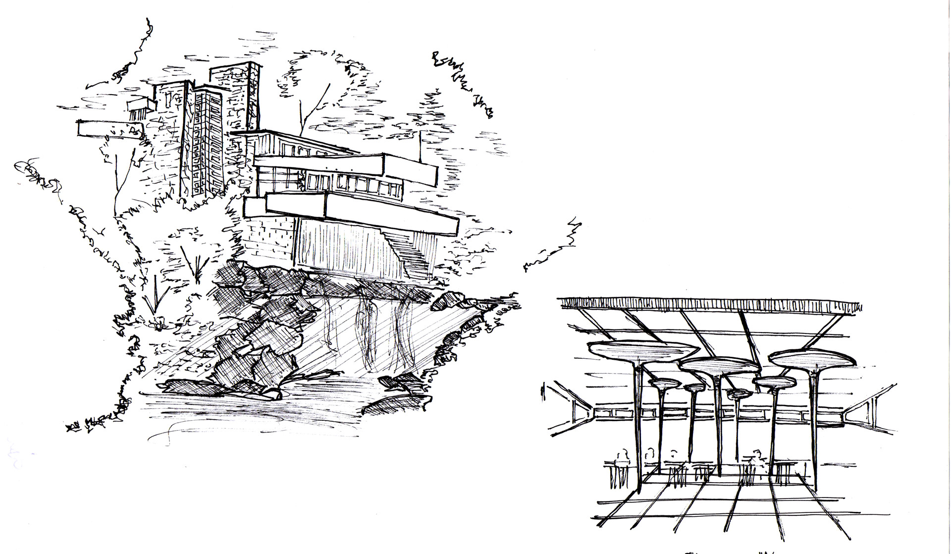 Bauhaus Movement Magazine  Draw Wright Fallingwater A picture of a drawing  I