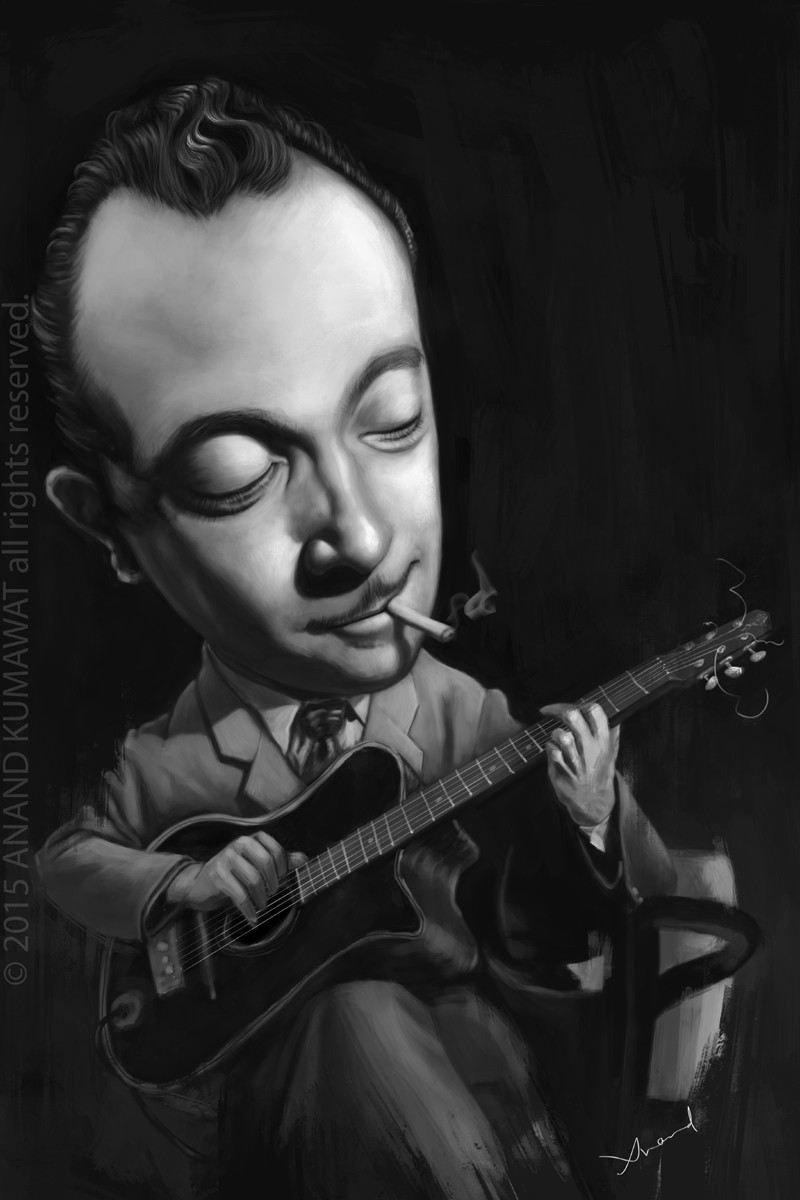 Artstation Caricature Django Reinhardt Anand Kumawat Gypsy jazz b flat, e flat, c and bass clef instruments sheet music + cd jamey aebersold jazz. caricature django reinhardt anand kumawat